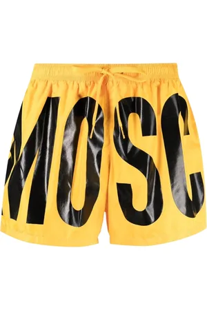 Moschino Black Bold Print Logo Ljusgul korta badshorts