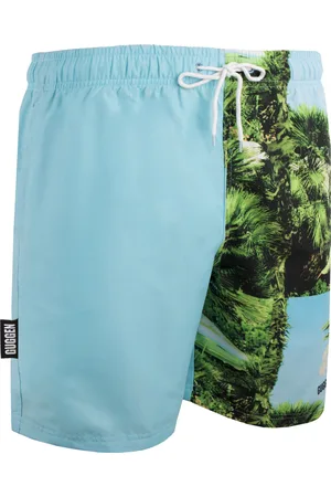 Guggen Mountain Badshorts för Män med Grönt Palmmönster