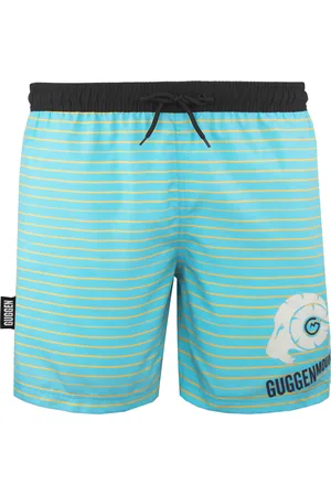 Guggen Mountain Badshorts för Män med Gula Mönsterränder