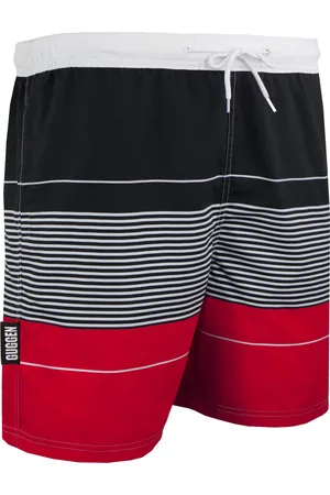 Guggen Mountain Badshorts för Män med Röda Mönsterränder