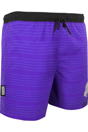 Guggen Mountain Badshorts för Män med Mönsterränder Purpur