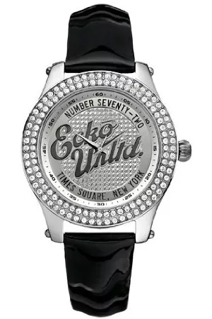 Marc Ecko Unisex datum klassisk kvartsklocka med läderarmband E10038M1