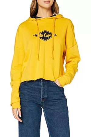 Lee Cooper Kvinnors diamantlogga huvtröja tröja, gul, standard
