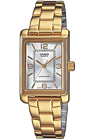 Casio Kvinna Klockor - Dam analog kvarts med rostfritt stål armbandsur LTP 1234PG 7A, Guld/vit, Armband