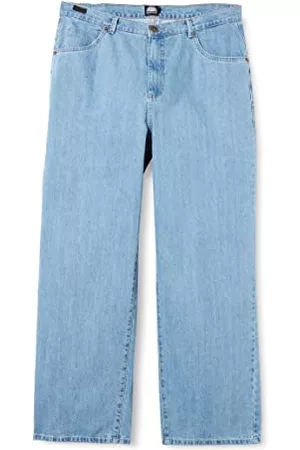 Southpole Herrbyxor denim byxor oversize jeans med logotyppinne för män, retro medelblå, storlekar 28 – 38