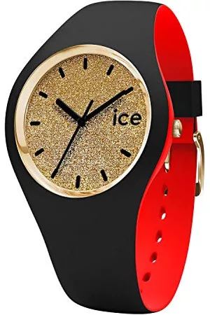 Ice-Watch – Ice Loulou Gold Glitter – svart damklocka med silikonarmband armband Medium Svart/svart