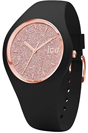 Ice-Watch – Ice Glitter rosé – damklocka med silikonarmband bälte Small Schwarz/Roségold