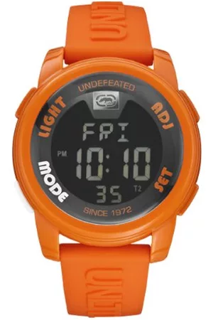 Marc Ecko Unisex digital klocka med svart urtavla digital display och grå silikonrem E07503G6, Svart/Orange, Large, Rem