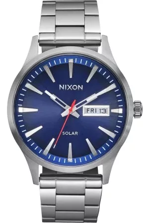 Nixon Klockor - Unisex analog japansk kvartsurverk klocka med armband i rostfritt stål A1346-5091-00, Navy Sunray/silver
