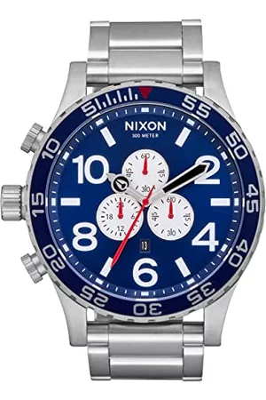 Nixon Klockor - Unisex analog japansk kvartsurverk klocka med armband i rostfritt stål A083-5091-00, Navy Sunray/silver