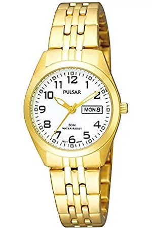 Pulsar Dam analog kvartsklocka med rem i rostfritt stål PN8002X1, Guld, Armband