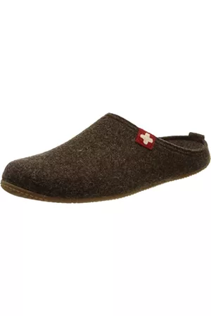 Living Kitzbühel Tofflor - Unisex filttofflor schweiziskt kors tofflor, mörk oak, 40 EU