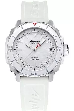Alpina Analog kvartsklocka med gummiarmband AL-240MPW2VC6, Vit, Bälte