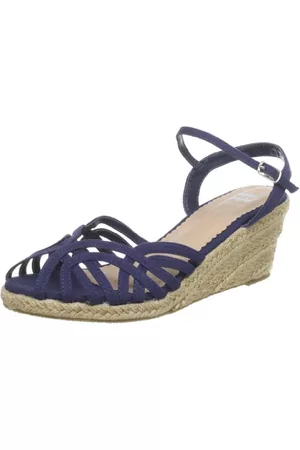 Ruby Brown Dam High jute Wedges ankelrem, Blå marinblå 084-39 EU