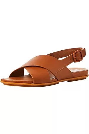 FitFlop Gracie korsrem platt sandal, ljusbrun, 6 UK, Ljusbrunt, 39 EU