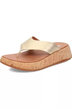 FitFlop Dam MWB tåstolpe platt sandal, platino, 8 UK, Platino, 42 EU