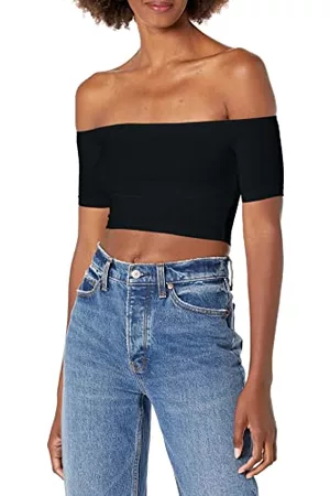American Apparel Dam bomull spandex off-shoulder kortärmad topp skjorta