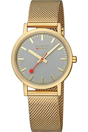 Mondaine Dam analog kvartsklocka med rostfritt stål armband A660.30314.80SBM, Guldgrå, Armband