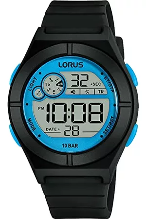 Lorus Digitala klockor - Unisex analog-digital kvartsklocka med silikonrem R2361NX9, Svart, armband