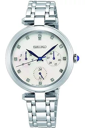 Seiko Kvinna Klockor - Quartz kvinnors analog klocka med mässingsrem 1, Silver, armband