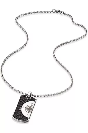 SAVE BRAVE Man Silverhalsband - Havanna silverhalsband för män i rostfritt stål med kompasshänge – hummerlås – längd: 50 + 10 cm – utan nickel och bly – inkl. smyckesförpackning, 60cm, Rostfritt stål, Ingen ädelsten