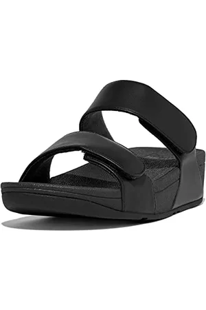 FitFlop Kvinna Lädersandaler - Lulu justerbara lädersandaler för kvinnor, Helt svart, 36 EU