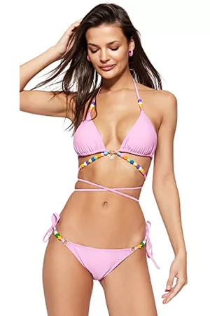 Triangle Cut-Out Bikini Top - Clear Pink