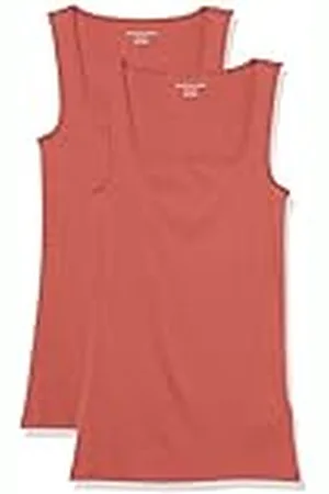 Amazon Kvinnors slim fit fyrkantig hals tank, paket med 2, , liten