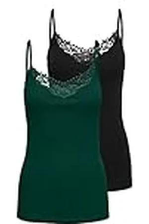 ONLY Damtopp svart/mörkgrön M, svart/pack Pondarose Pino, M, Svart/Pack Pondarose Pine, M