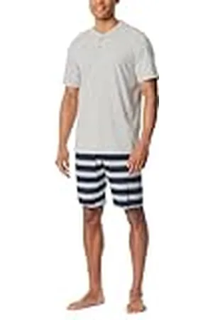 Schiesser Herr pyjamas kort med knapplist-casual nattkläder pyjamasset, ljusgrå mel_182606, 48, , 48