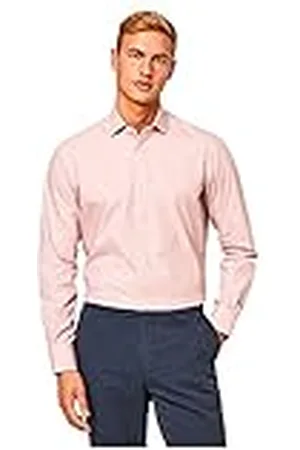 Hackett Herr fin twill sml check button down tröja, Berry Red, S