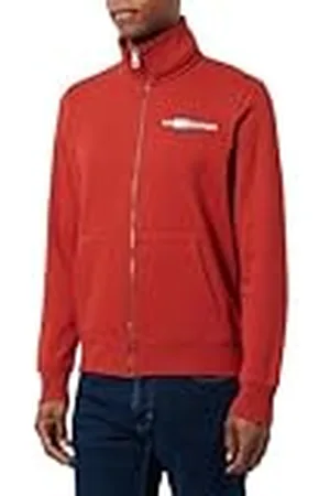 Tommy Hilfiger Herr HILFIGER FLAG EMBRO ZT STAND CLR MW0MW35539, tröja med dragkedja, röd, S, , S