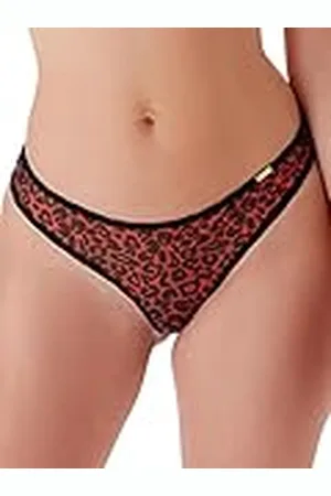 Gossard Glossies Leopard 13106-BKR dam svart och röd stringtrosa, , XS