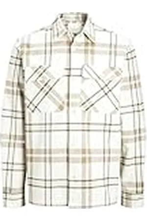 JACK & JONES JACK&JONES JPRRAYMOND Melange Check Overshirt LS SN skjortjacka, Cloud Dancer/passform: Comfort FIT, L, , L