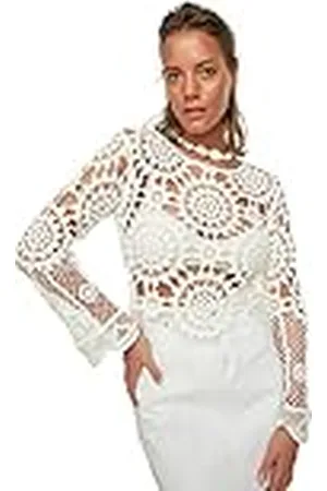 Trendyol Kvinnors ECU spets stickad blus blus, , medium