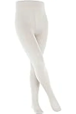 Falke Unisex barn bomull touch bomull tunn enfärgad 1 st. strumpbyxor, vit (benvit 2040), 110–116, , 110/116 cm