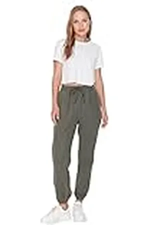 Trendyol Loungewear för kvinnor, normal midja, elastisk manschett, avslappnade träningsbyxor, , XS