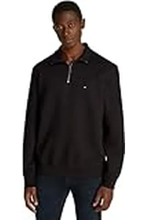 Tommy Hilfiger Herr ESSENTIAL FLEECE 1/4 ZIP MW0MW37233, halv dragkedja tröja, svart, S, , S