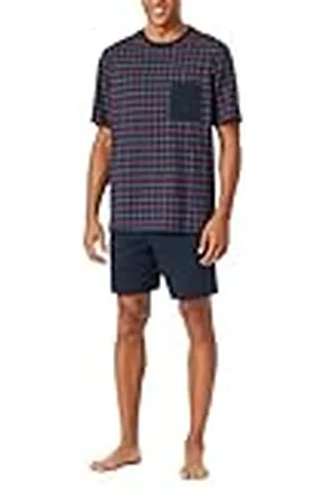 Schiesser Herrpyjamas kort rund hals komfort Essentials pyjamasset, marin_181155, 52, , 52