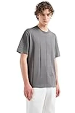 Armani Exchange Jacquard Grid för män med vertikal staplad Ax Logos Oversized fit T-shirt, , XL
