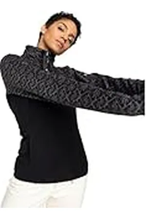 Roxy Damsweatshirt, Sayna halvlång dragkedja, äkta svart gram tonal, XS, true black gram tonal, XS