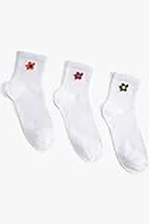 Koton Kvinnor blommig 3-pack socket strumpor set broderad detalj, , One Size
