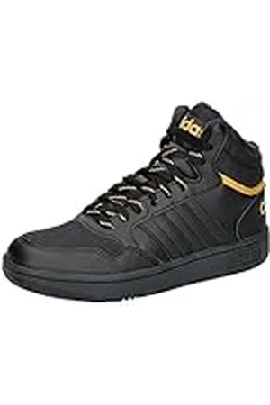 adidas Hoops Mid 3.0k, Unisex Barn, Svart Core Black Core Black Preloved Yellow, 40 EU