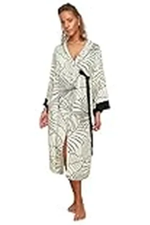 Trendyol Kvinnors stora blad mönstrad kimono & kaftan, svart och vit, medium