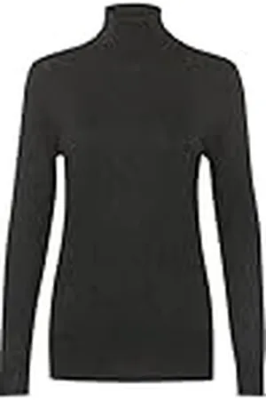 Kaffe Kvinnors rullneck T-shirt långärmad smal passform hip längd band kanter, , M