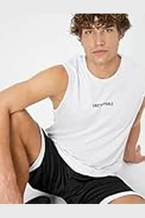 Koton Män slogantryck crew neck ärmlös sport linne, , M