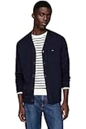 Tommy Hilfiger Herr PIMA ORG CTN kashmir cardigan MW0MW36518, cardigan tröja, blå, XXXL, , 3XL
