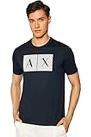 Armani Exchange T-shirt med rund hals för män, Marinblått Xsp, XXL
