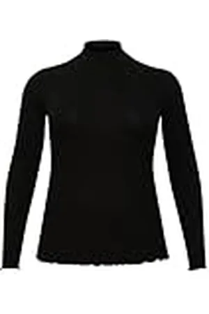 Kaffe Plus-size dam långärmad t-shirt smal passform mopp hals topp, , L Stor