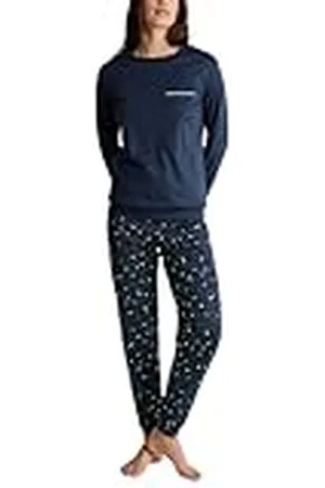 Calida Sweet Dreams Manschettpyjamas, dam, av 100% bomull, byxor med tygtäckt elastisk linning, , 40-42